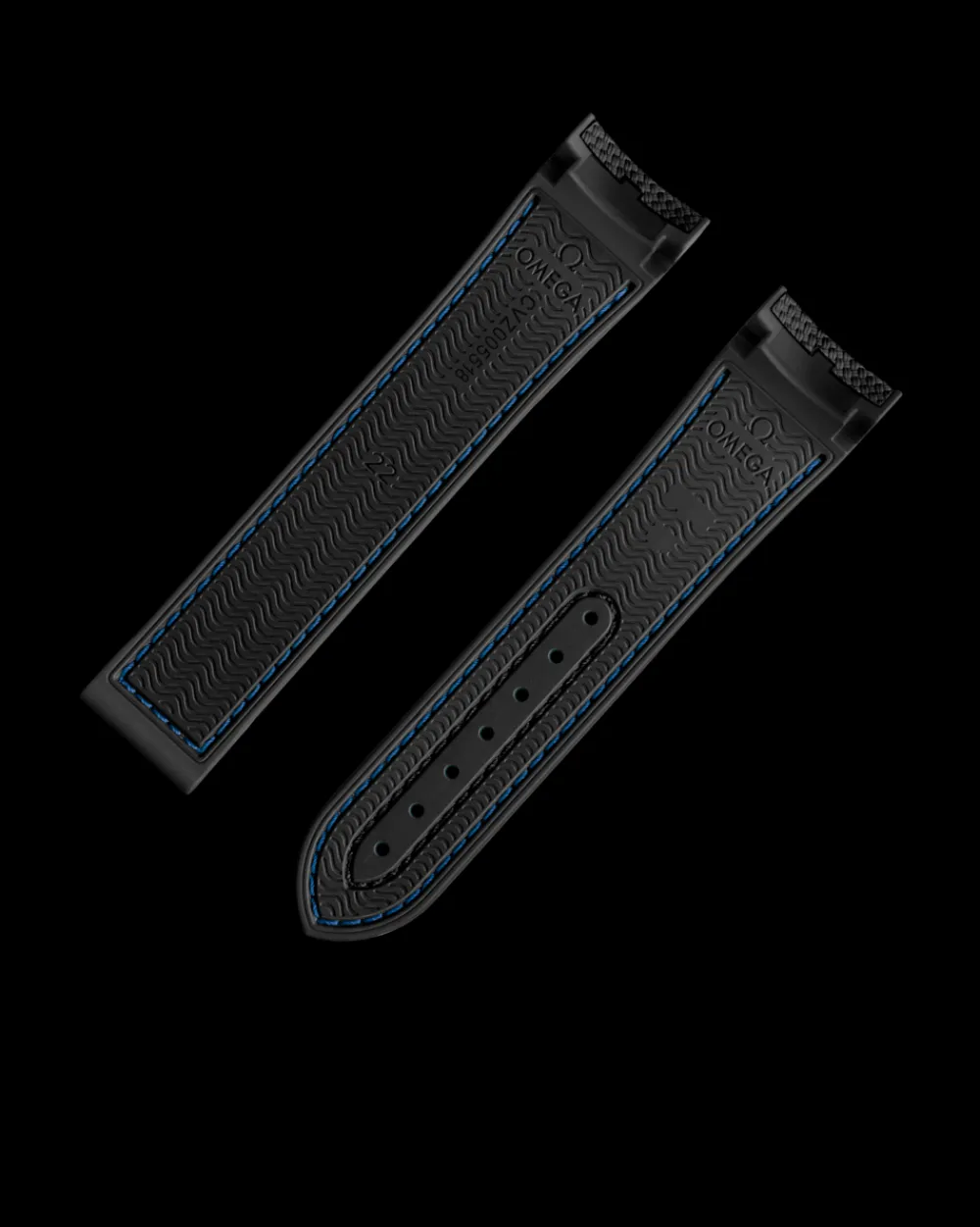 Black rubber strap with foldover clasp for the Seamaster Planet Ocean 600M^OMEGA Best