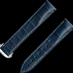 Blue alligator leather strap with foldover clasp^OMEGA Hot