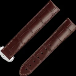 Brown alligator leather strap with foldover clasp^OMEGA Hot
