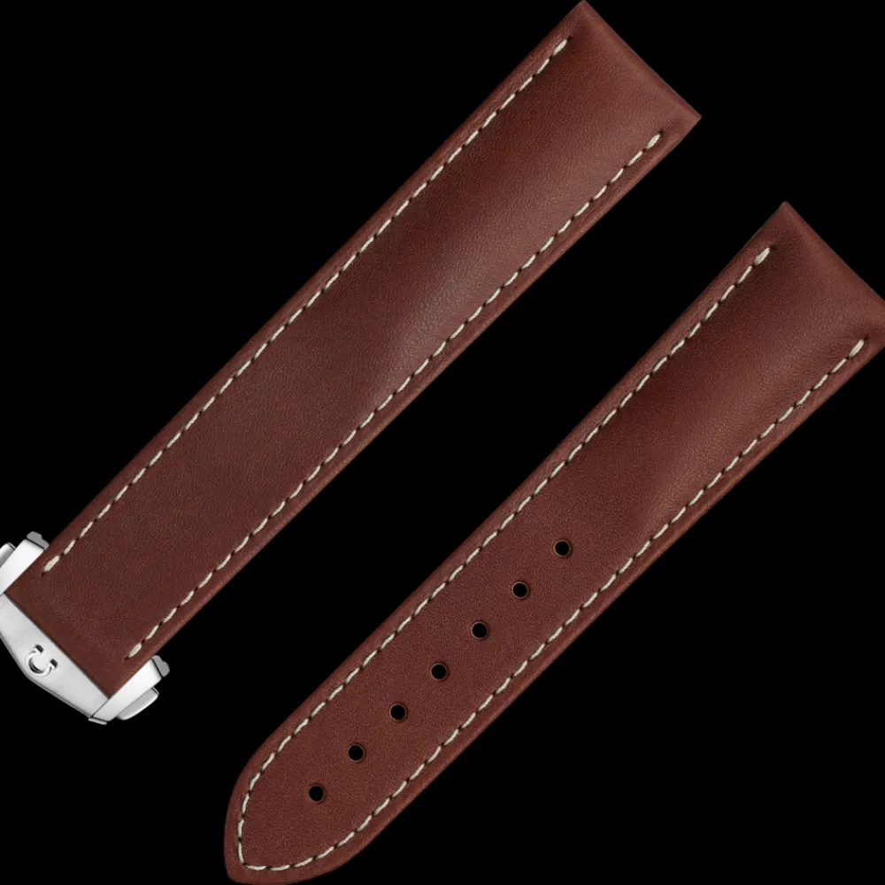 Brown leather strap with foldover clasp^OMEGA New