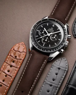 Brown leather strap with pin buckle^OMEGA Outlet