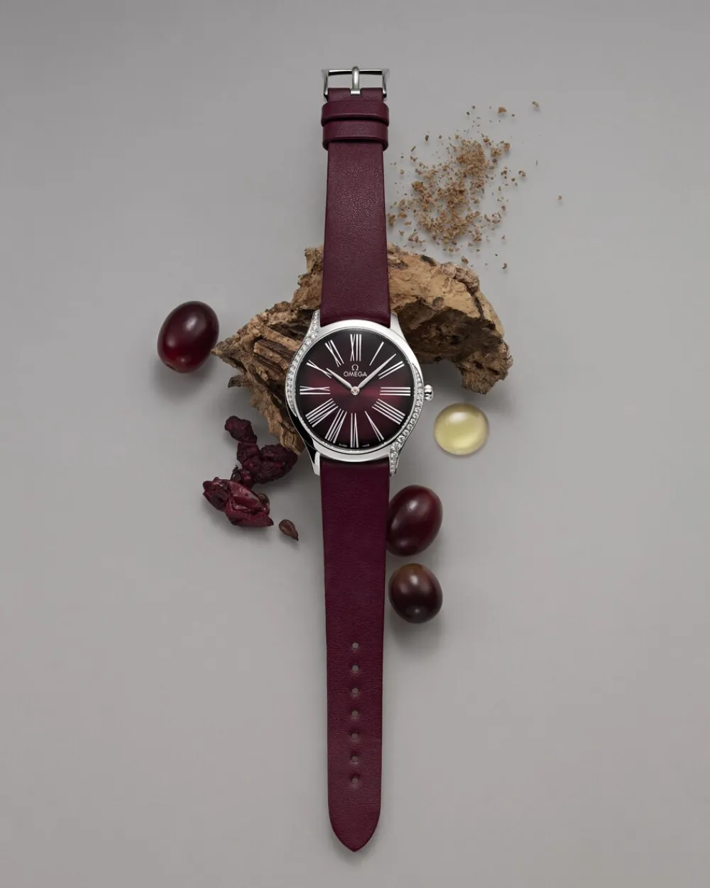 Burgundy vegan strap with pin buckle^OMEGA Hot