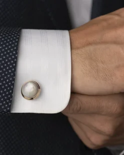 Cufflinks, 18k red gold, mother‑of‑pearl, stainless steel^OMEGA Outlet