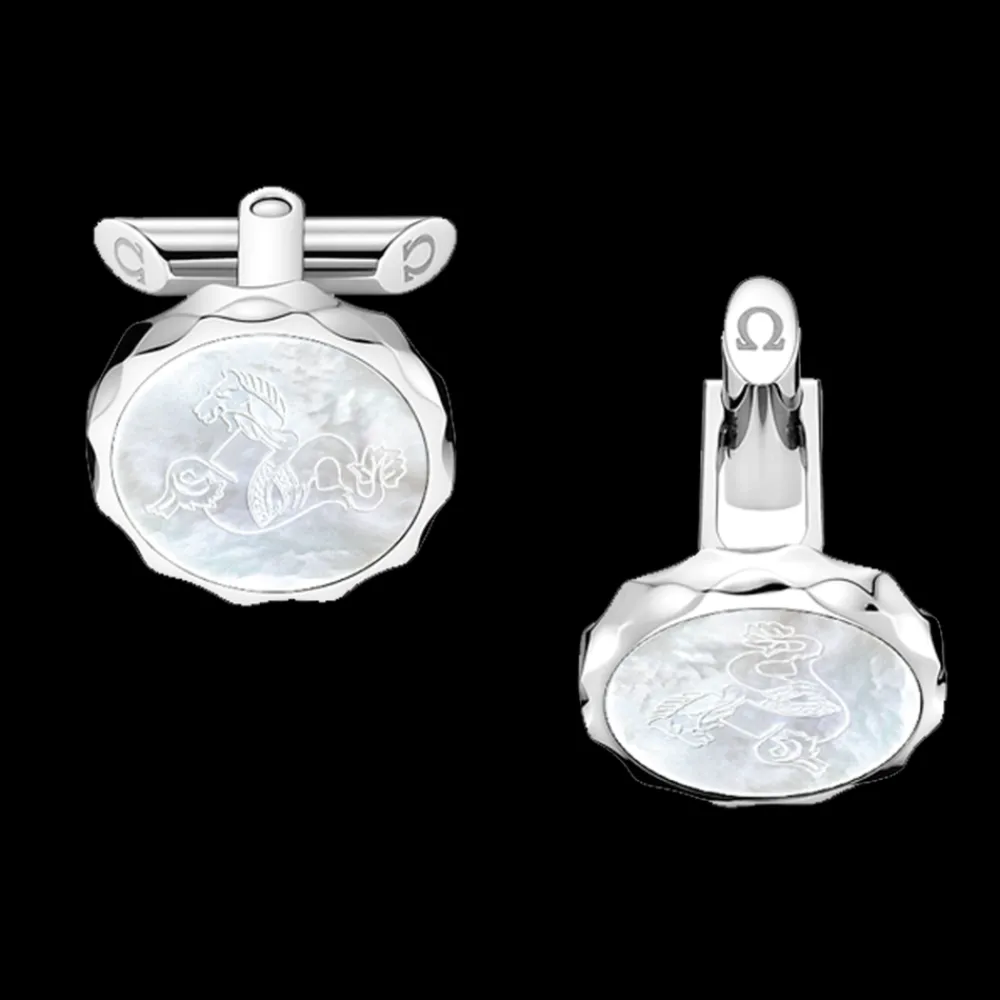 Cufflinks, mother‑of‑pearl, stainless steel^OMEGA Best