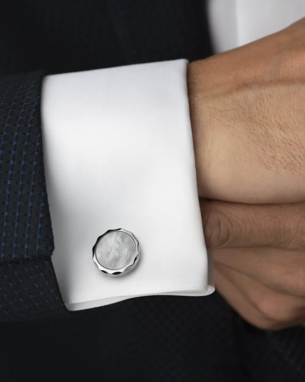 Cufflinks, mother‑of‑pearl, stainless steel^OMEGA Best