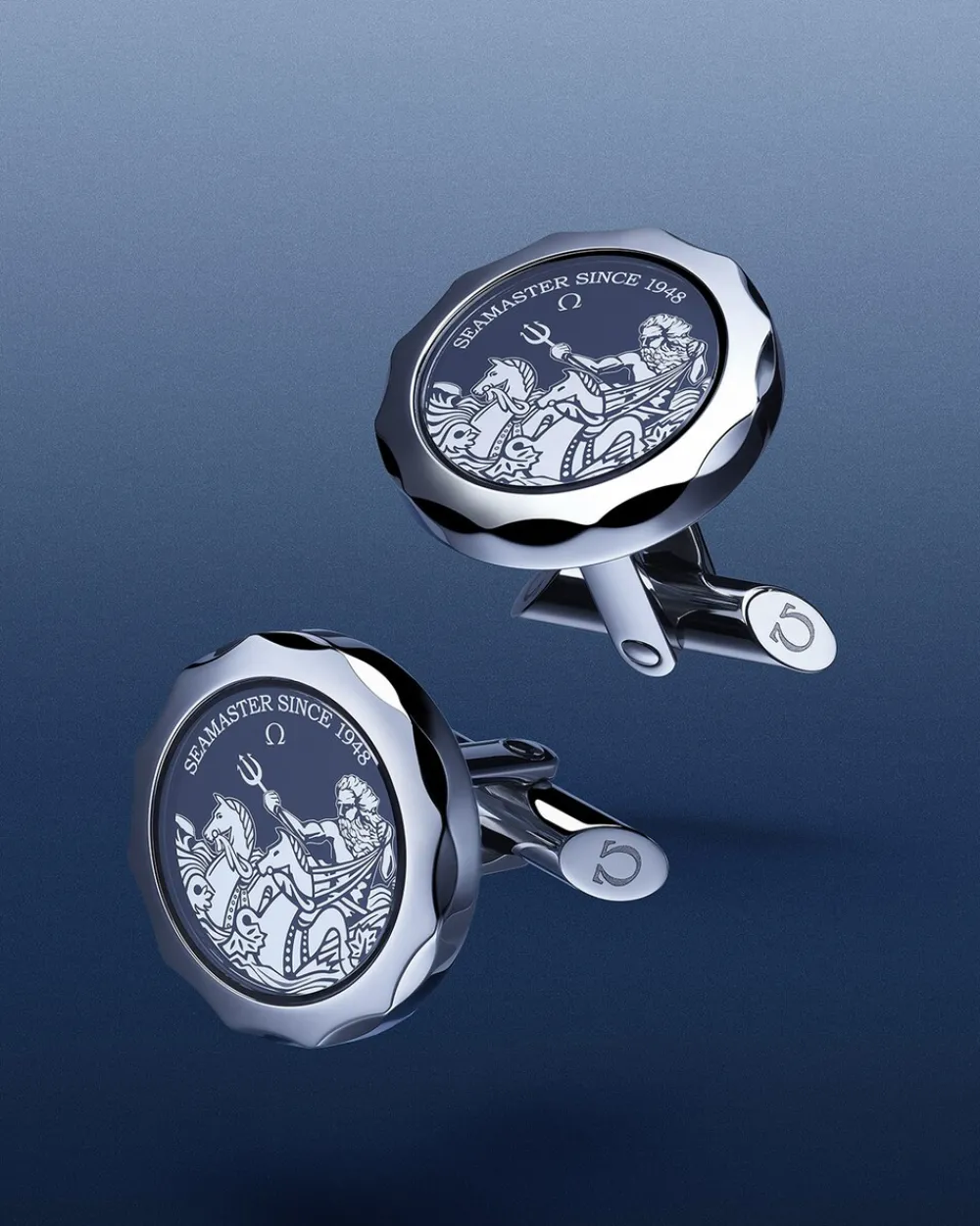 Cufflinks, sapphire crystal plates, stainless steel^OMEGA Sale