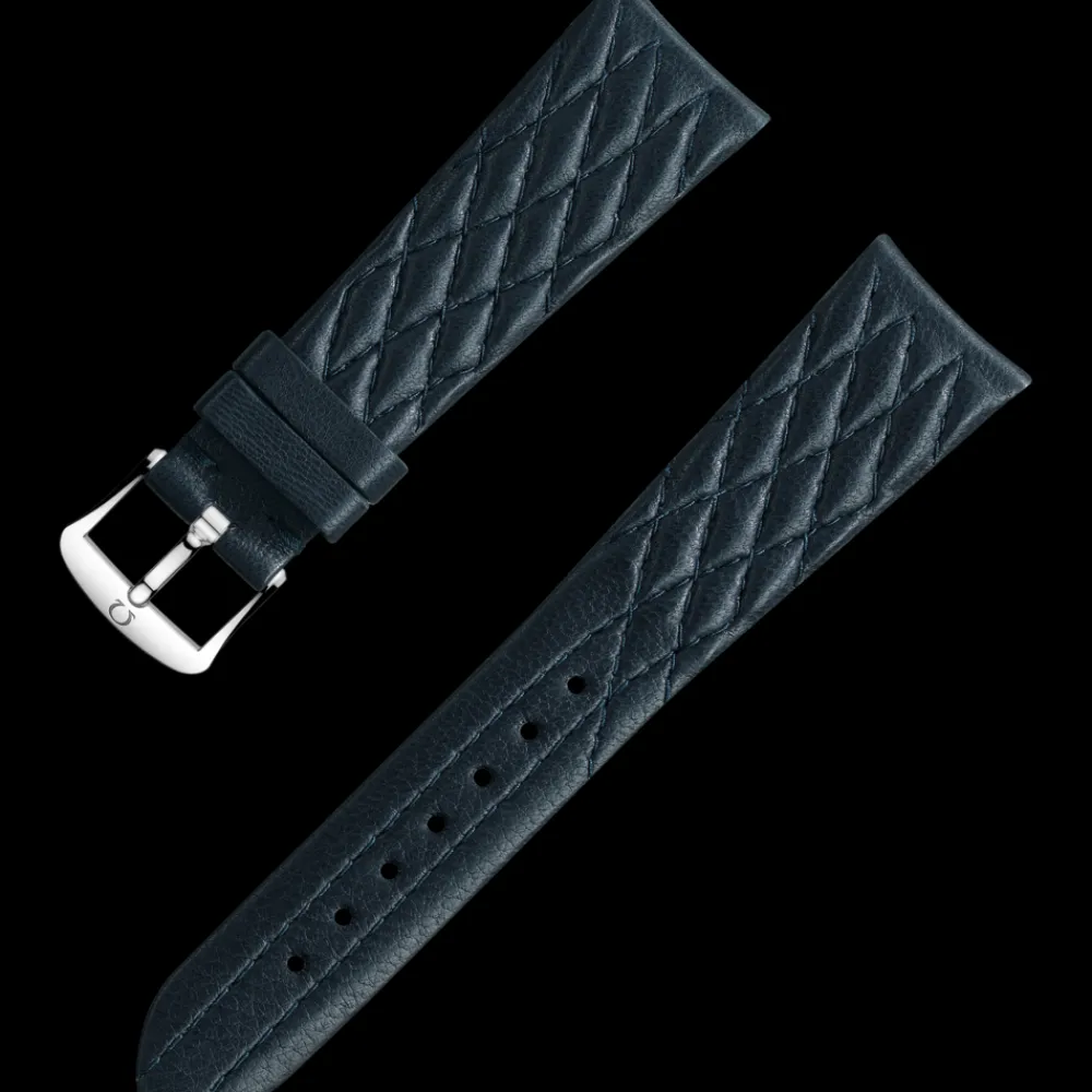 Dark blue leather strap with pin buckle^OMEGA Sale
