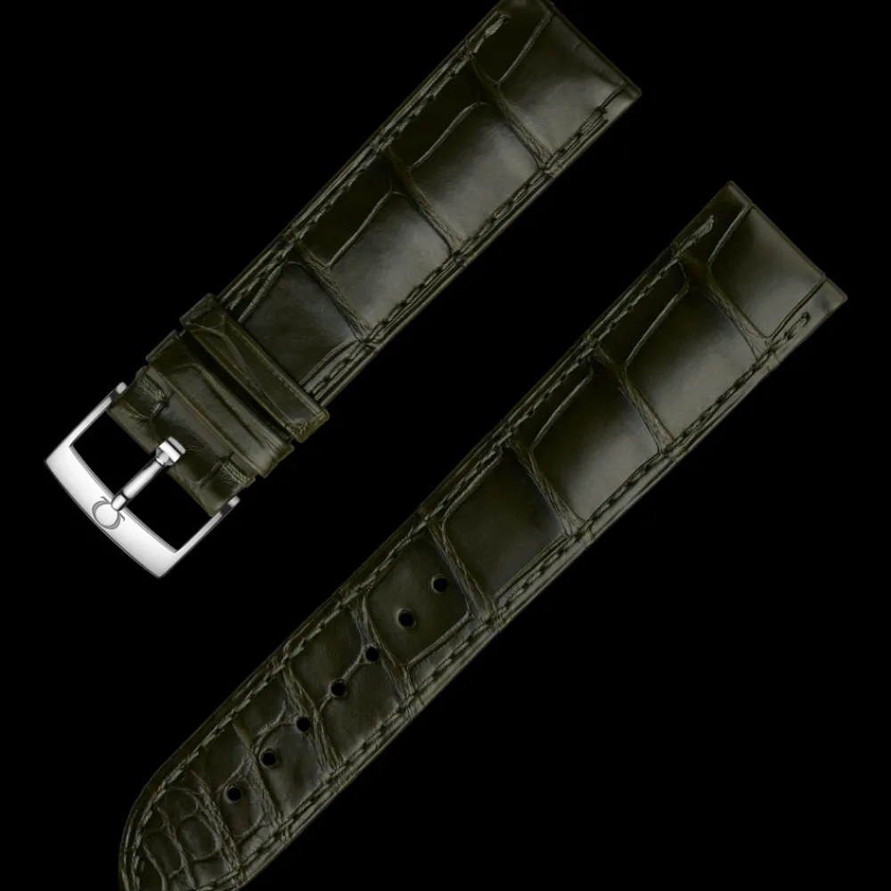 Dark green alligator leather strap with pin buckle^OMEGA New