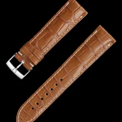 Golden brown alligator leather strap with pin buckle^OMEGA Sale