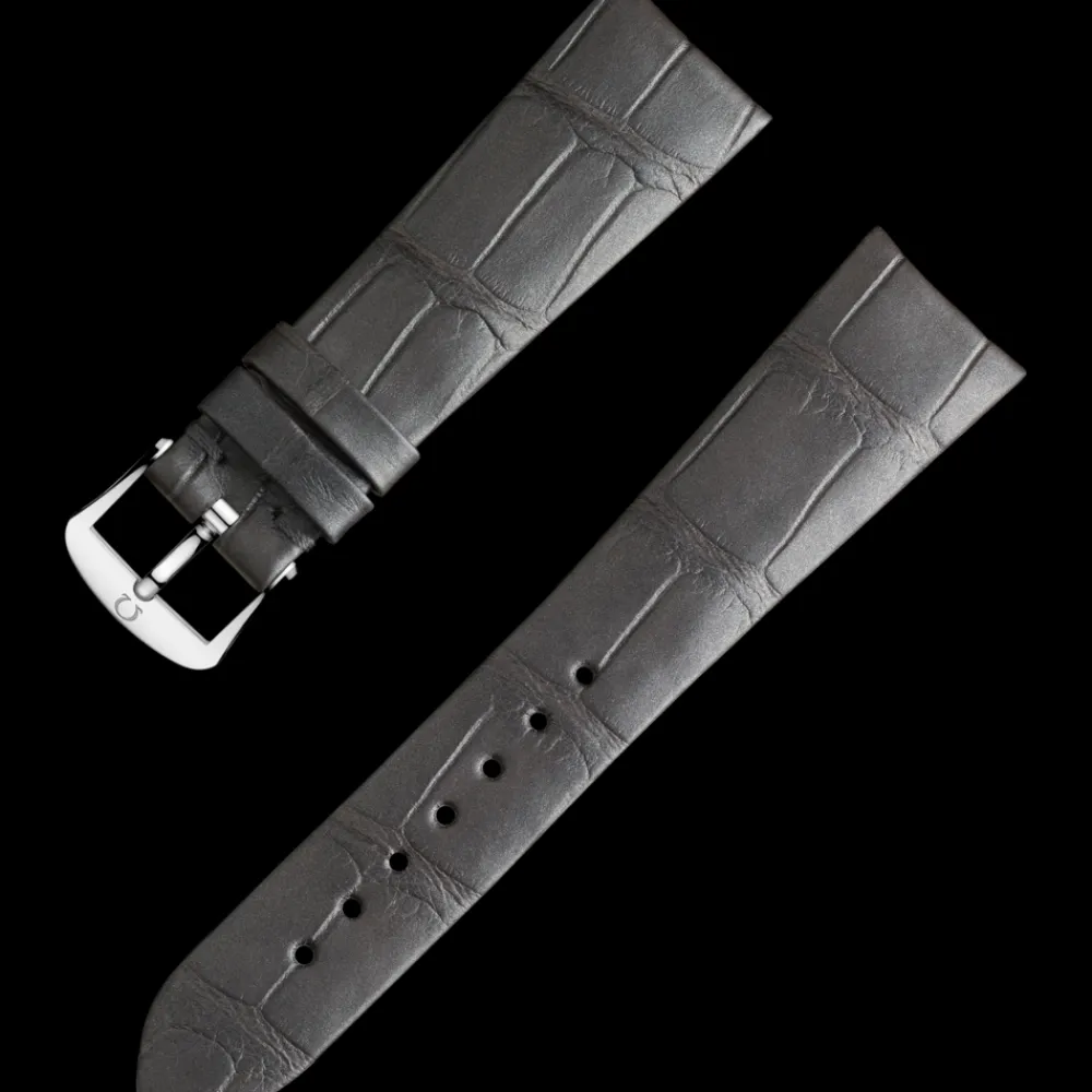 Grey alligator leather strap with pin buckle^OMEGA Fashion