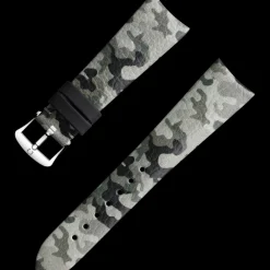 Grey camo leather strap with pin buckle^OMEGA New