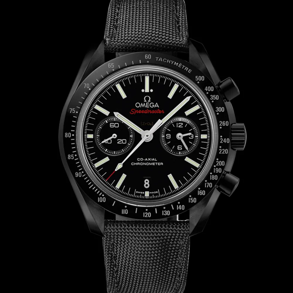44.25 mm, black ceramic on coated nylon fabric strap with foldover clasp^OMEGA Fashion
