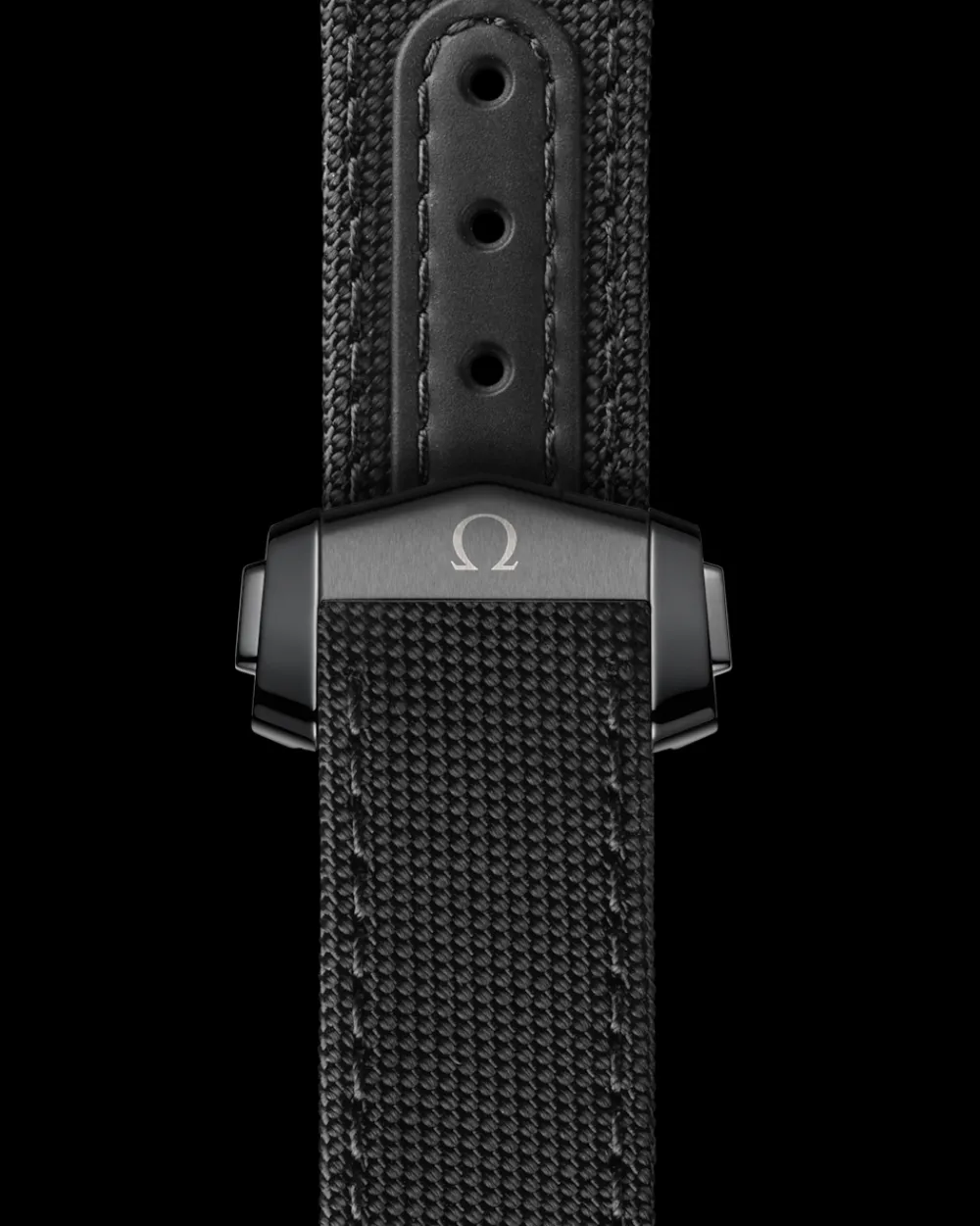 44.25 mm, black ceramic on coated nylon fabric strap with foldover clasp^OMEGA Fashion