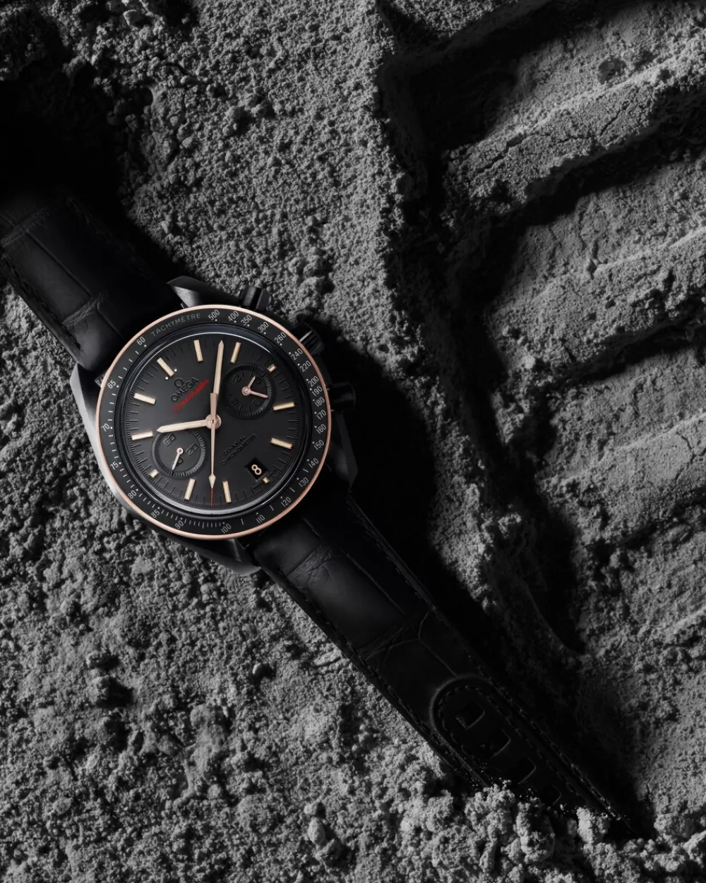 44.25 mm, black ceramic on leather strap^OMEGA Online