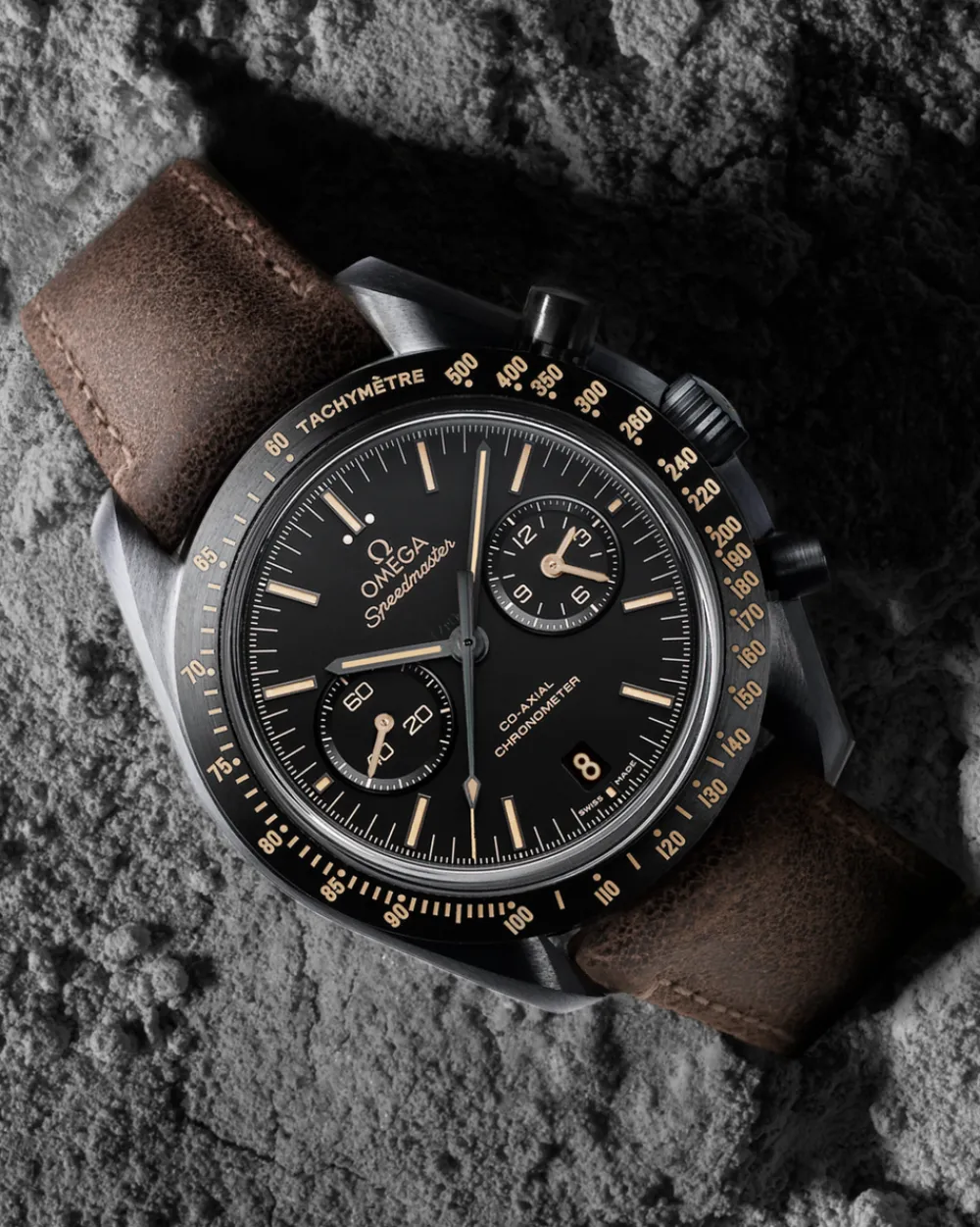 44.25 mm, black ceramic on leather strap^OMEGA Online