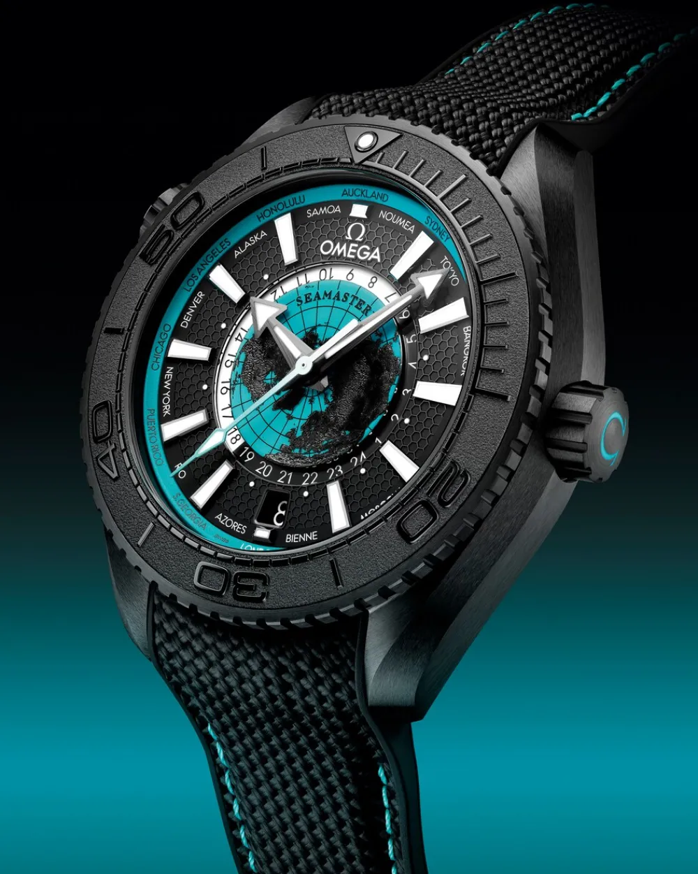 45.5 mm, black ceramic on rubber strap^OMEGA Discount