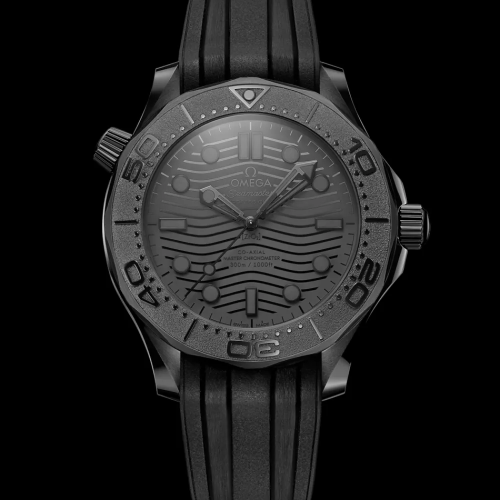 43.5 mm, black ceramic on rubber strap^OMEGA Hot