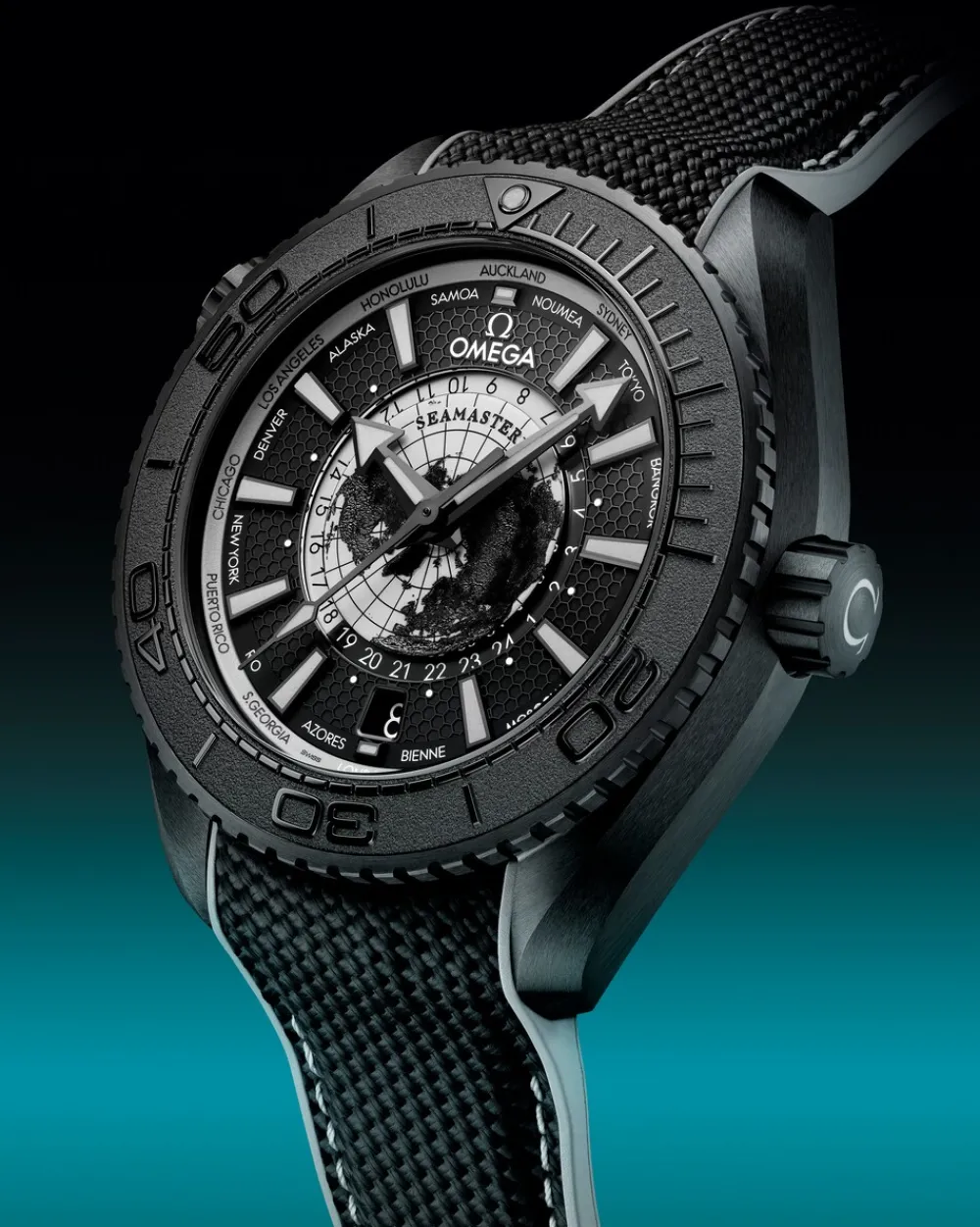 45.5 mm, black ceramic on rubber strap^OMEGA Outlet