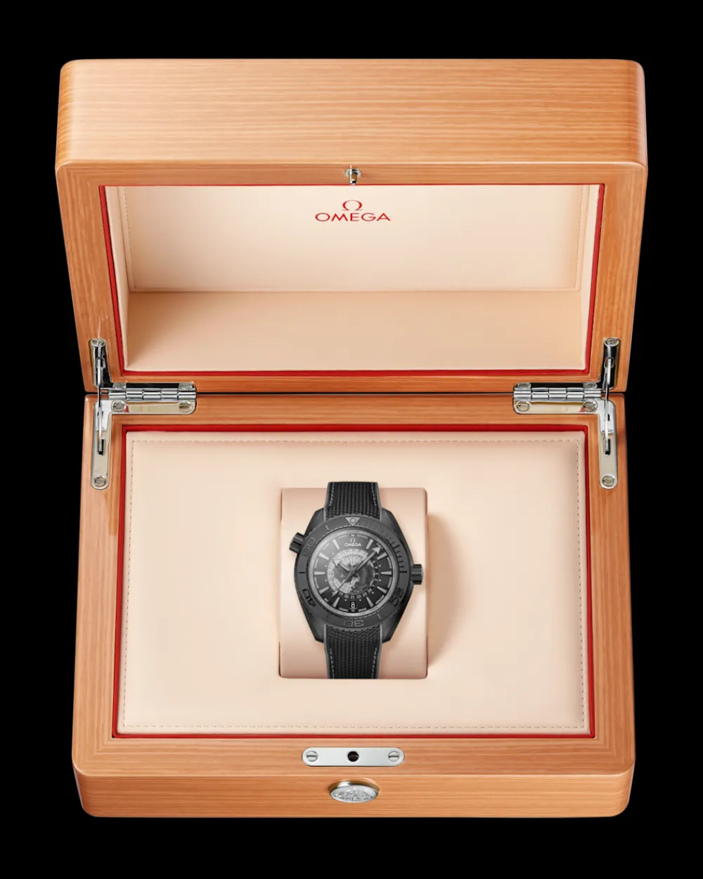 45.5 mm, black ceramic on rubber strap^OMEGA Outlet