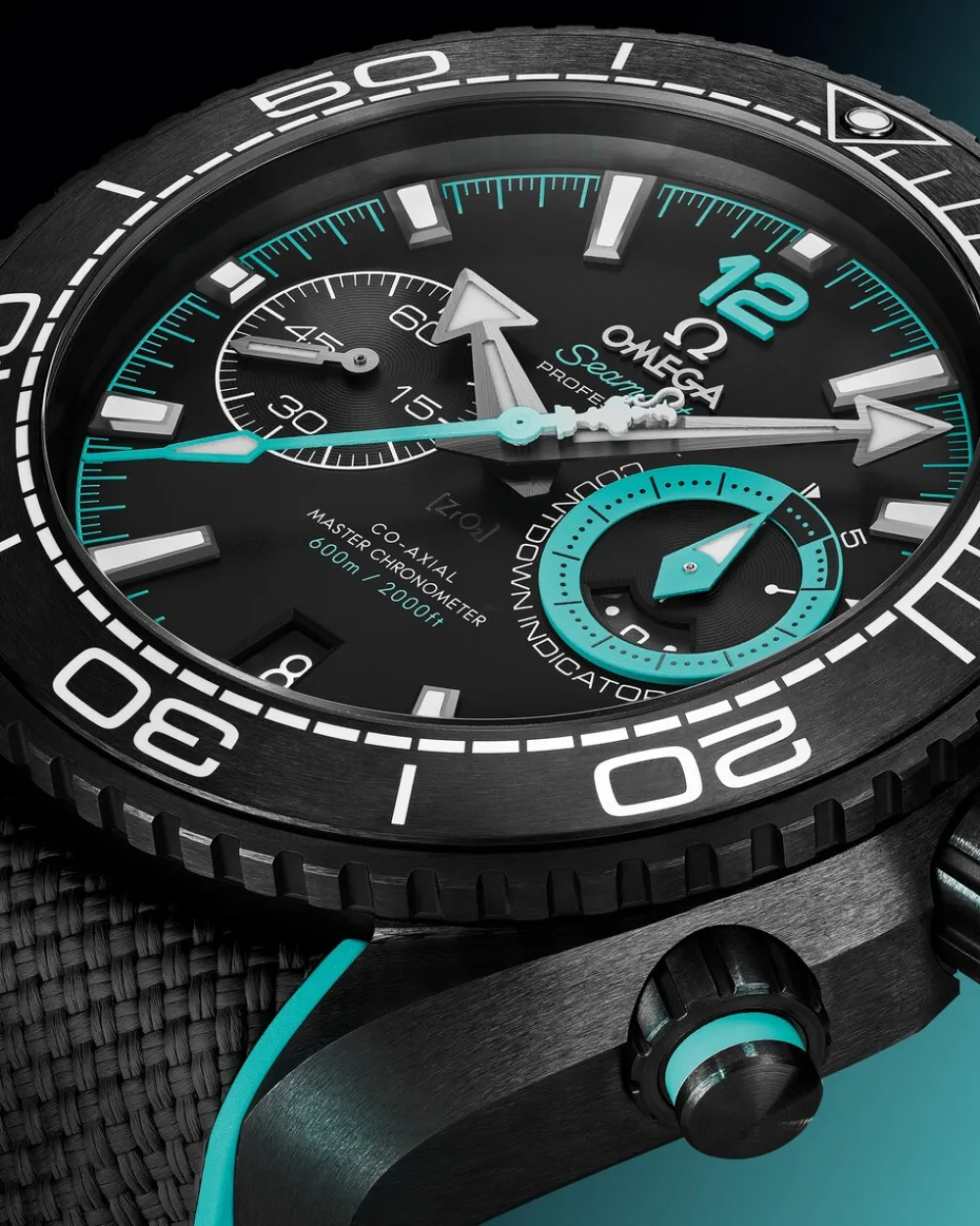 45.5 mm, black ceramic on rubber strap^OMEGA Outlet