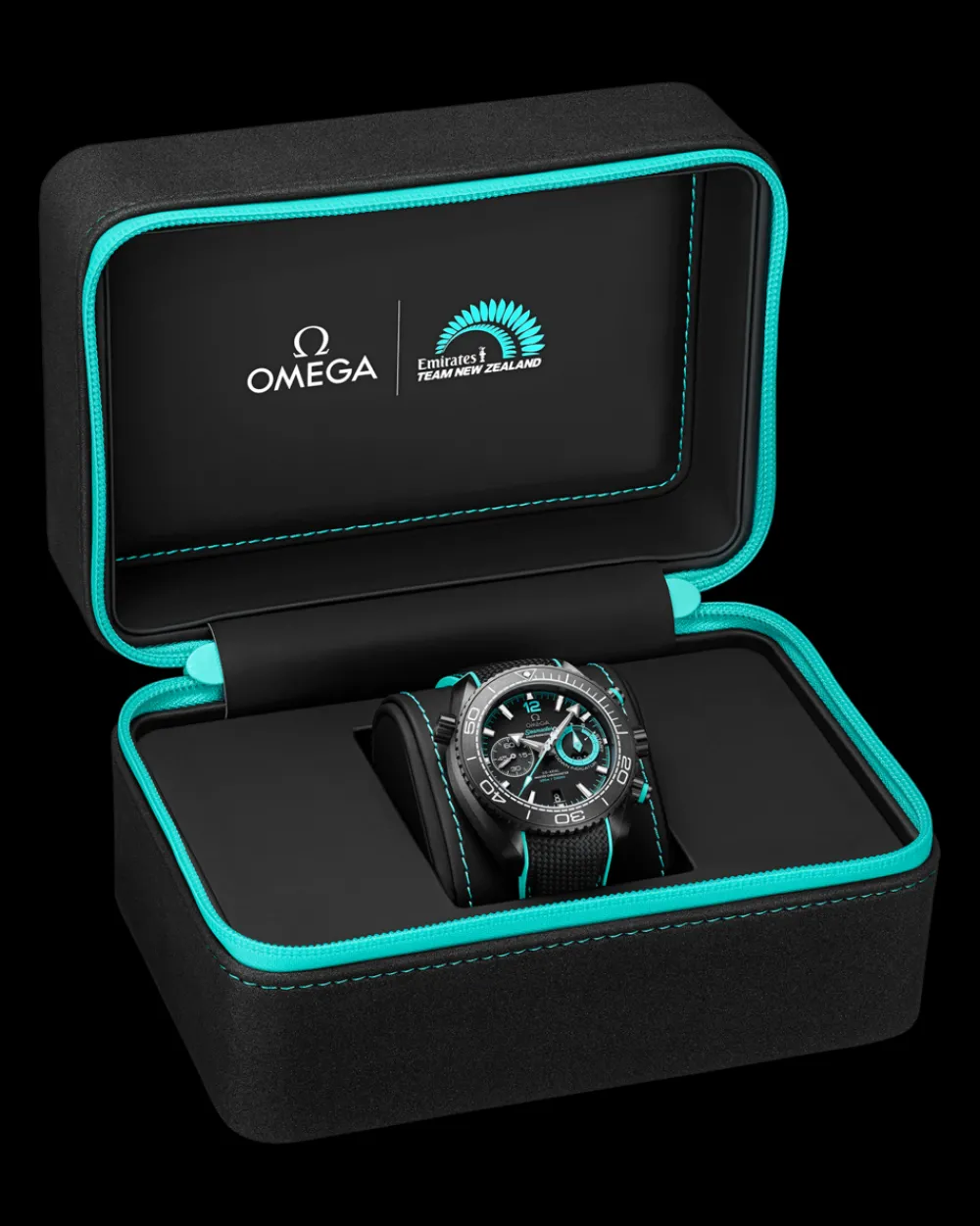 45.5 mm, black ceramic on rubber strap^OMEGA Outlet