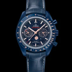44.25 mm, blue ceramic on leather strap^OMEGA Fashion
