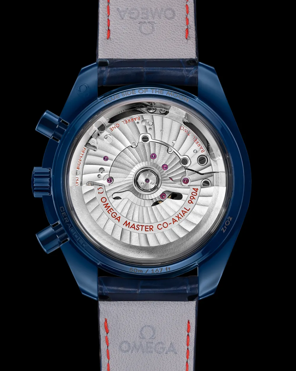 44.25 mm, blue ceramic on leather strap^OMEGA Fashion