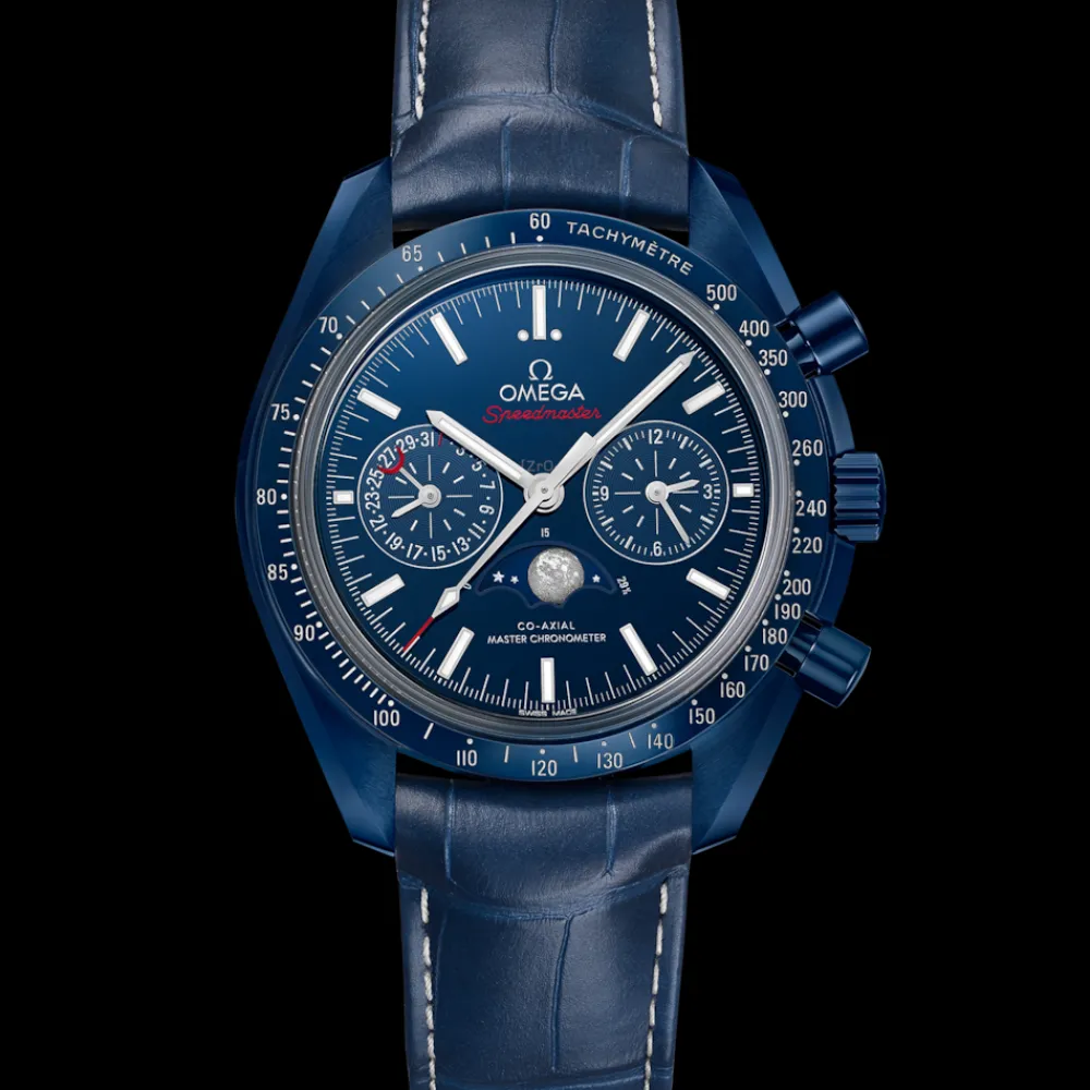 44.25 mm, blue ceramic on leather strap^OMEGA Sale
