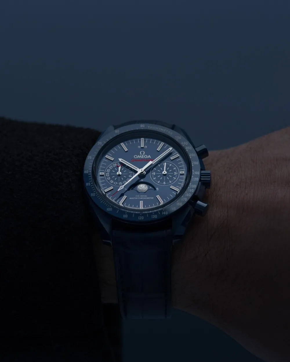44.25 mm, blue ceramic on leather strap^OMEGA Sale