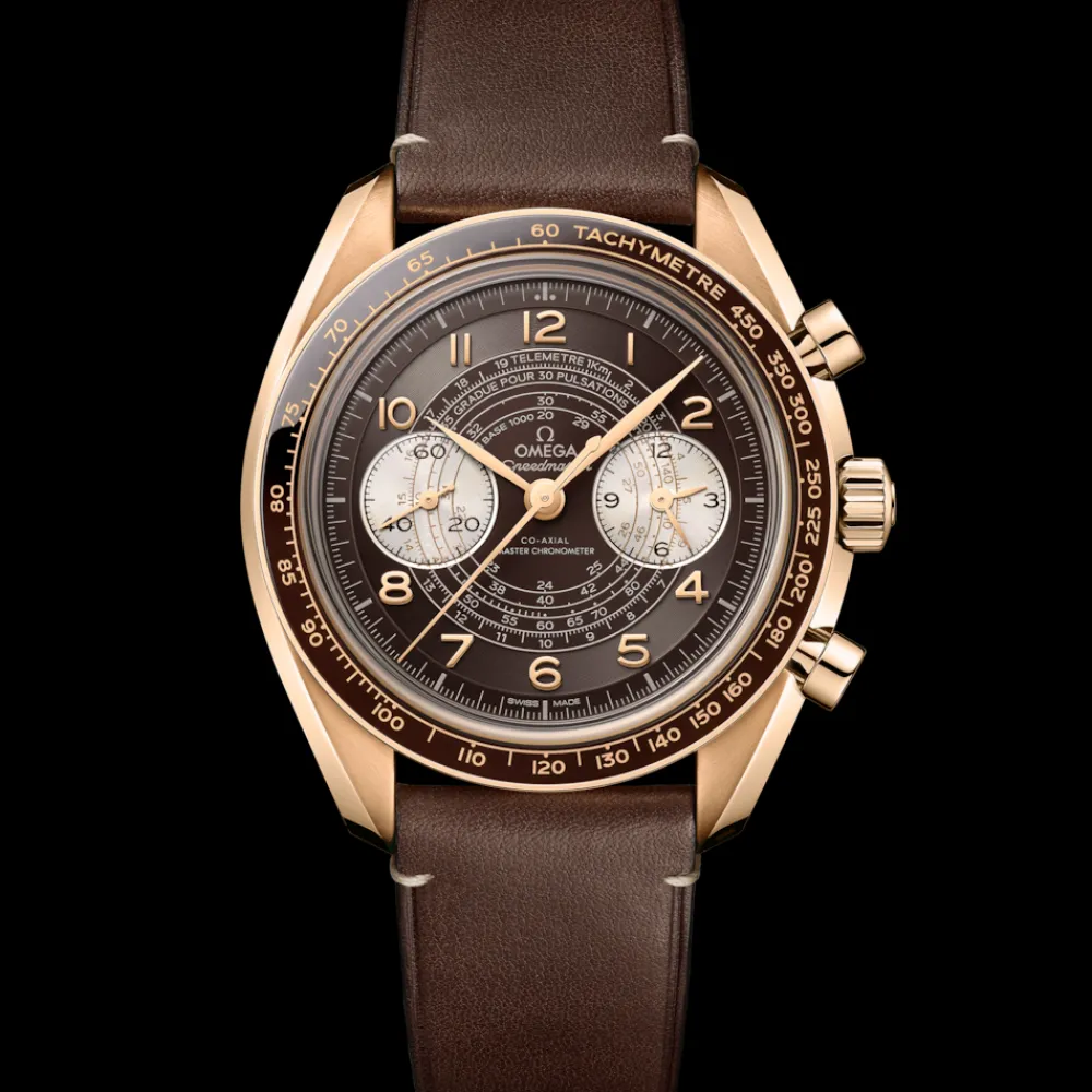 43 mm, Bronze gold on leather strap^OMEGA Hot