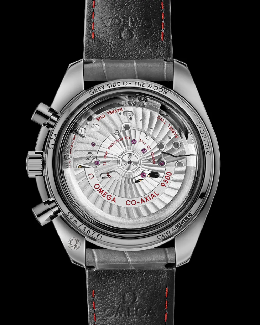 44.25 mm, grey ceramic on leather strap with foldover clasp^OMEGA Hot