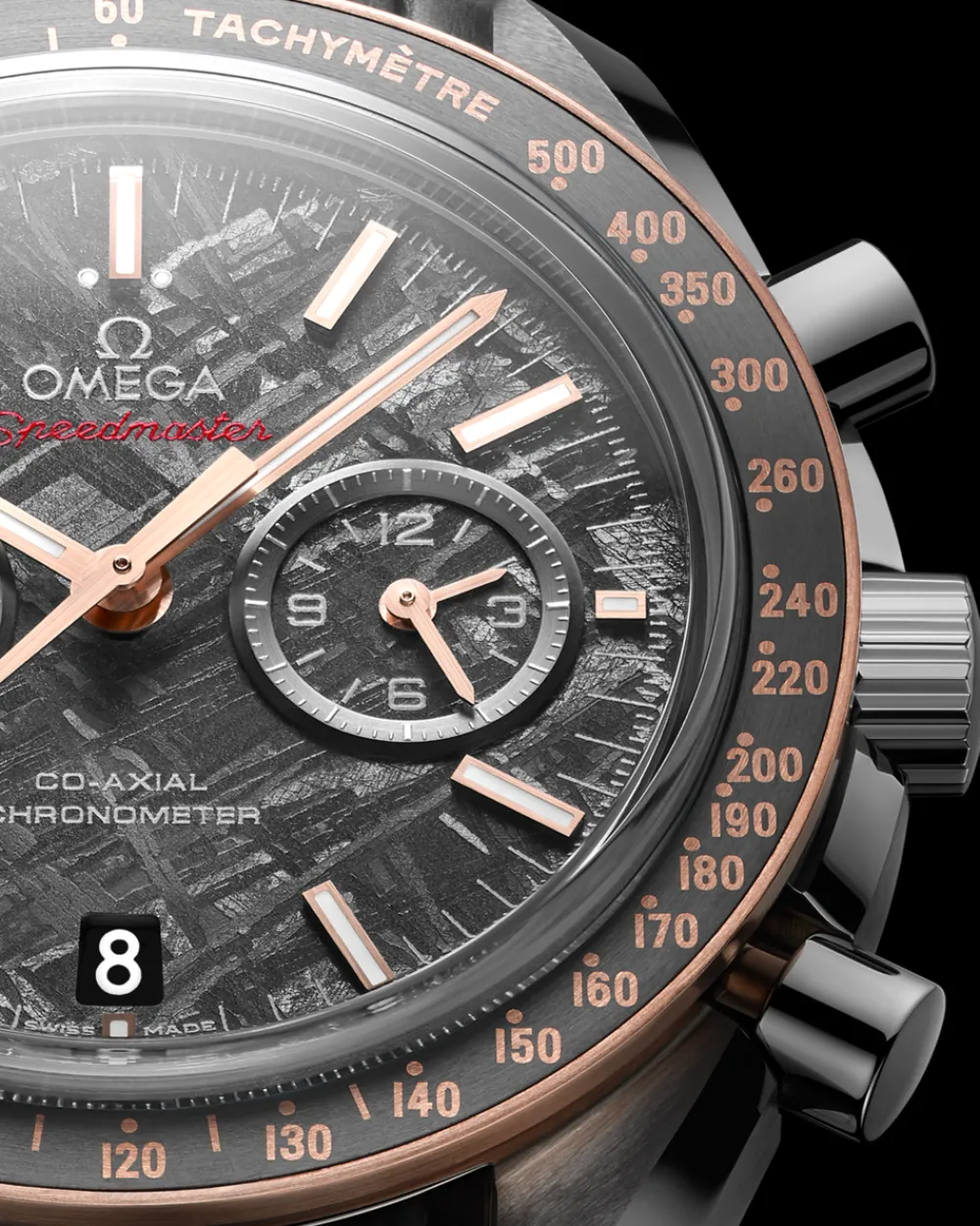 44.25 mm, grey ceramic on leather strap with foldover clasp^OMEGA Hot