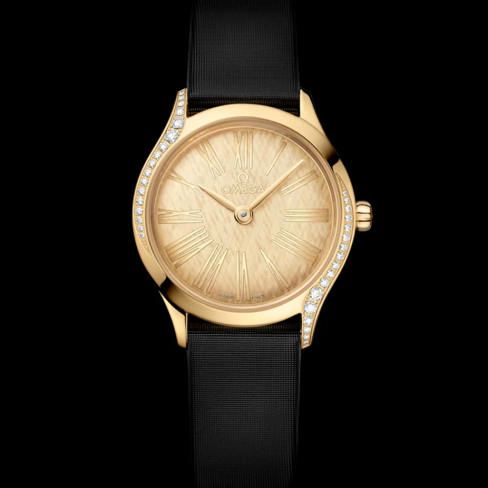 26 mm, Moonshine™ gold on fabric strap^OMEGA Fashion