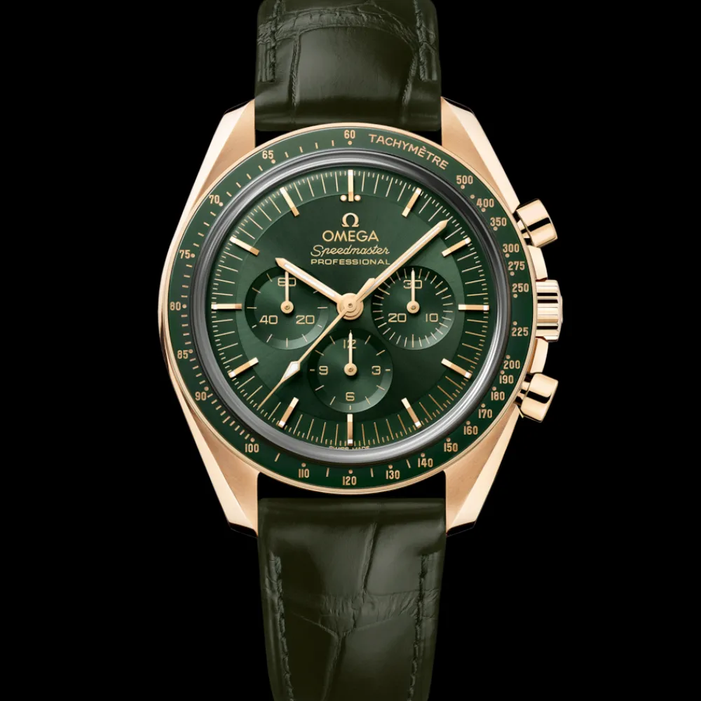42 mm, Moonshine™ gold on leather strap^OMEGA New