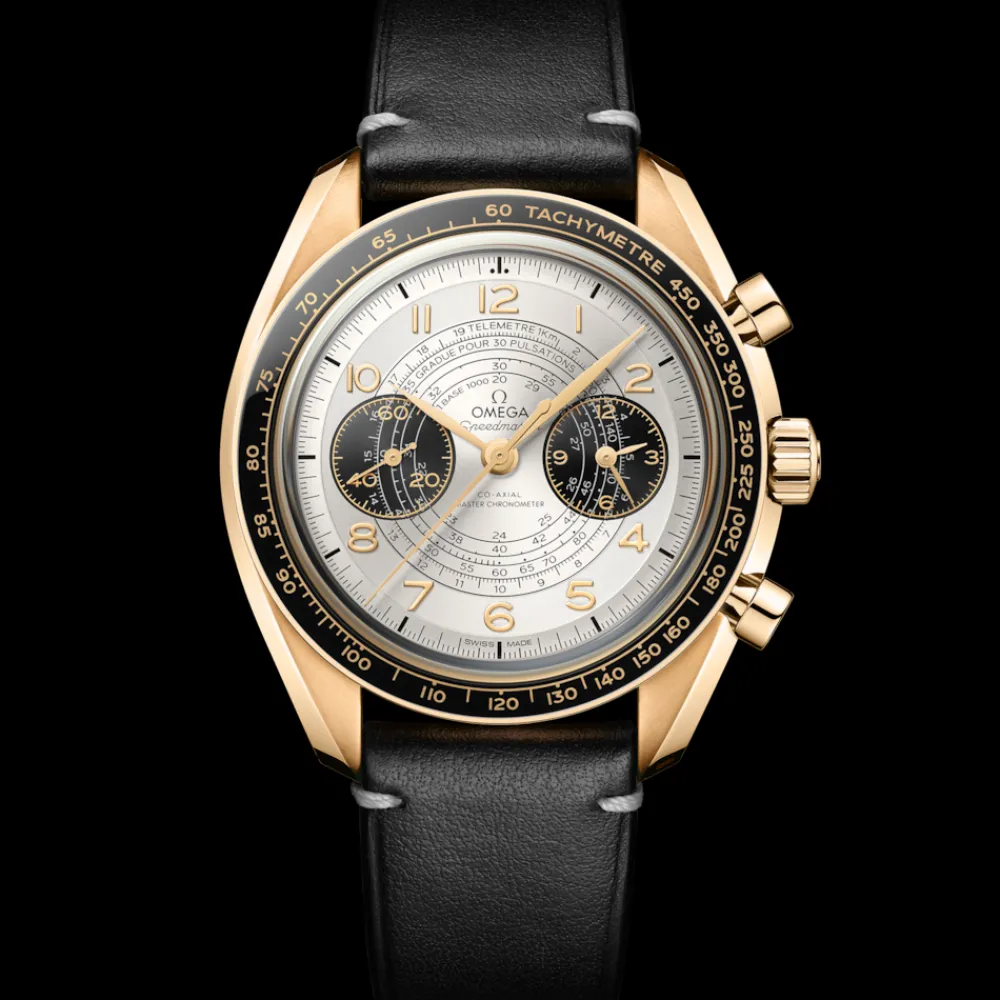 43 mm, Moonshine™ gold on leather strap^OMEGA Fashion