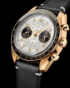 43 mm, Moonshine™ gold on leather strap^OMEGA Fashion