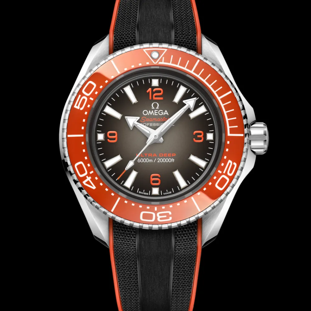 45.5 mm, O‑MEGASTEEL on rubber strap^OMEGA Hot