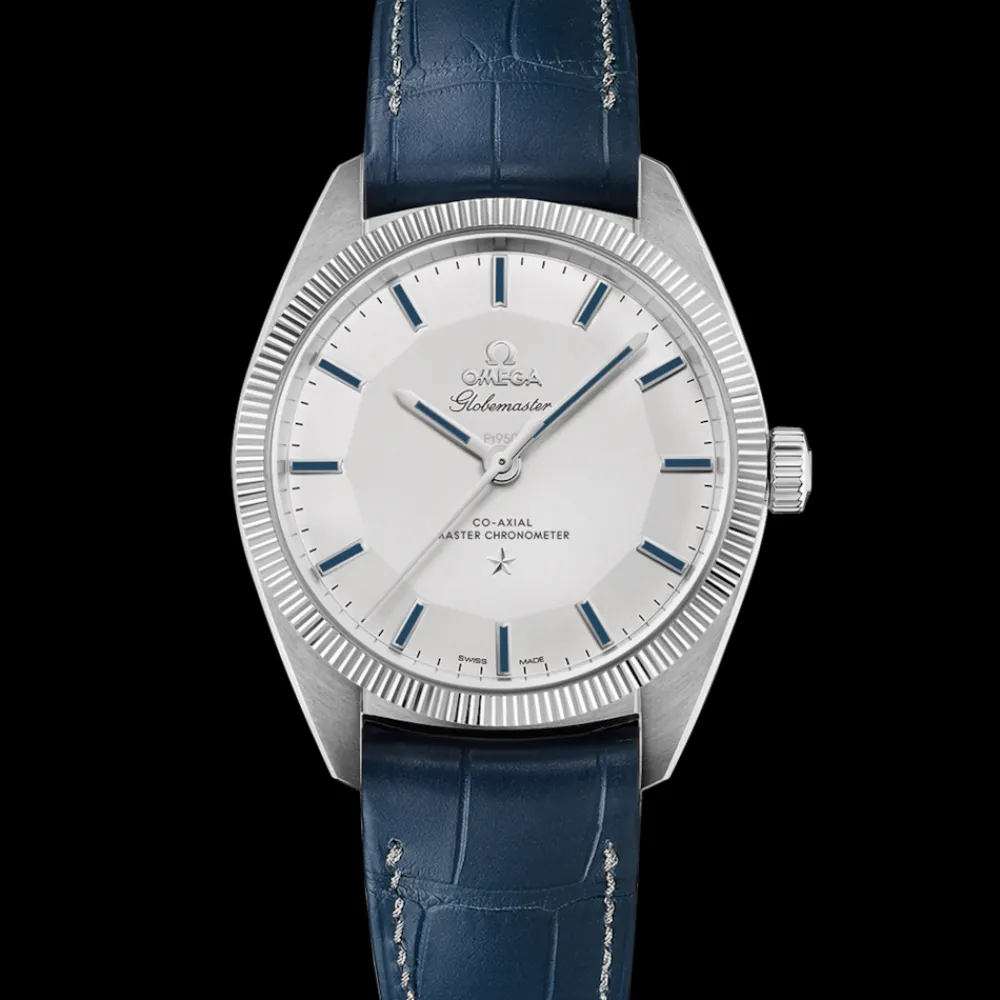 39 mm, platinum on leather strap^OMEGA Discount