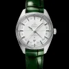 41 mm, platinum on leather strap^OMEGA Hot