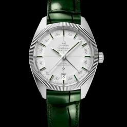 41 mm, platinum on leather strap^OMEGA Hot