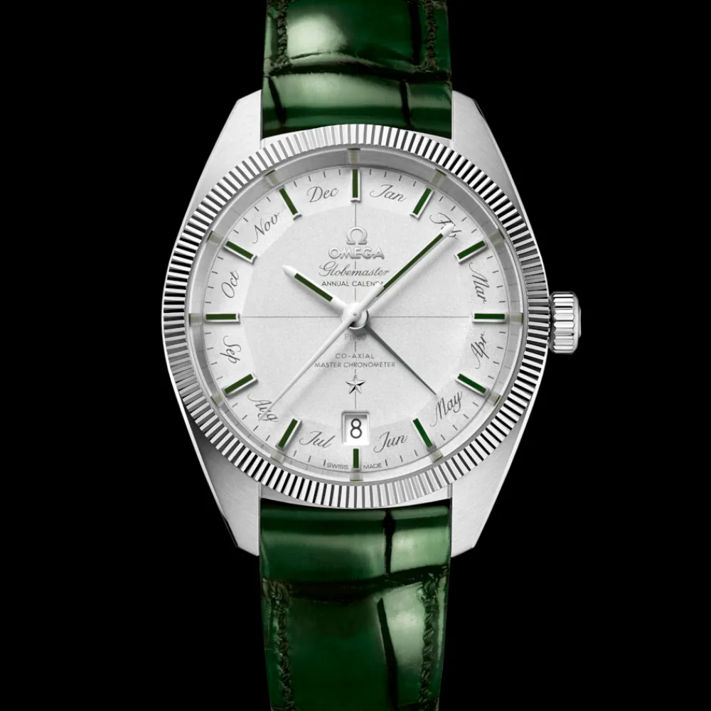 41 mm, platinum on leather strap^OMEGA Hot