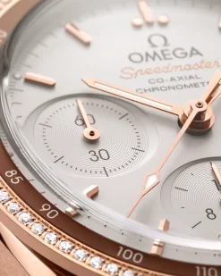 38 mm, Sedna™ gold on leather strap^OMEGA Discount