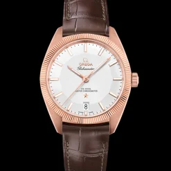 39 mm, Sedna™ gold on leather strap^OMEGA Discount
