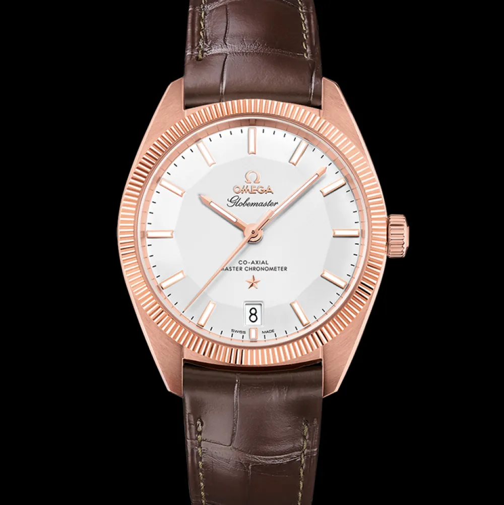 39 mm, Sedna™ gold on leather strap^OMEGA Discount