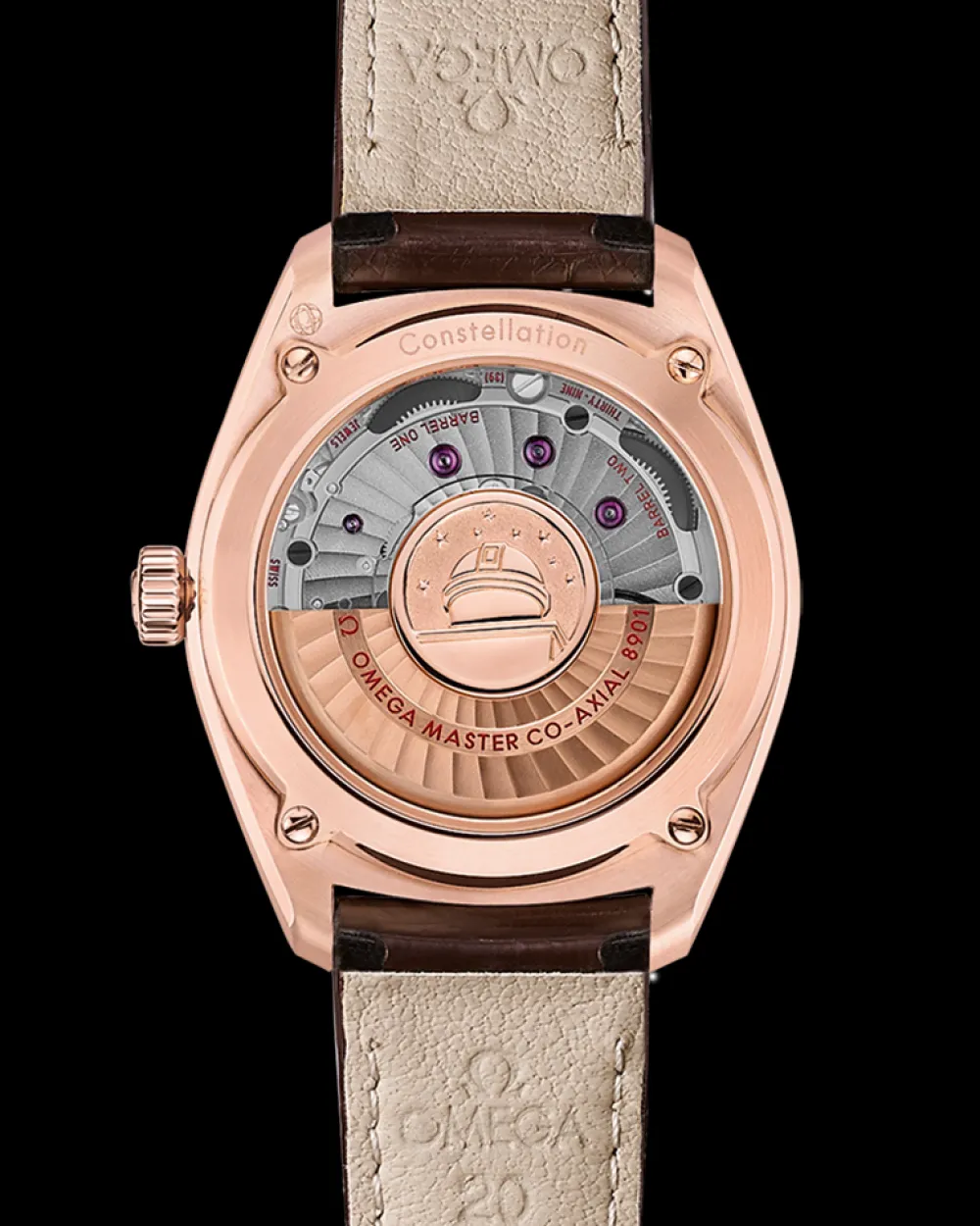 39 mm, Sedna™ gold on leather strap^OMEGA Discount