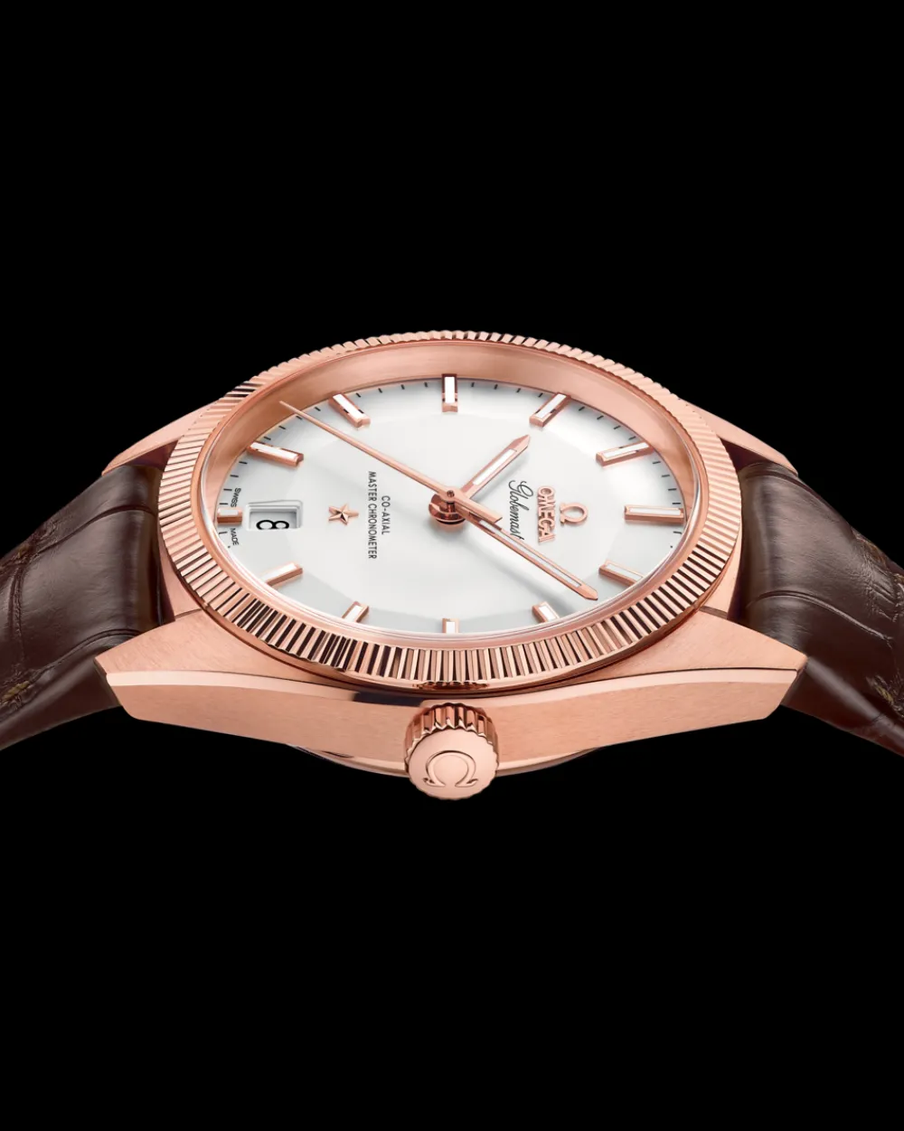 39 mm, Sedna™ gold on leather strap^OMEGA Discount