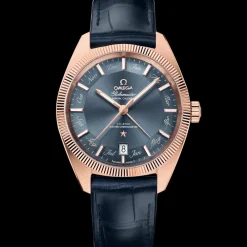 41 mm, Sedna™ gold on leather strap^OMEGA Hot