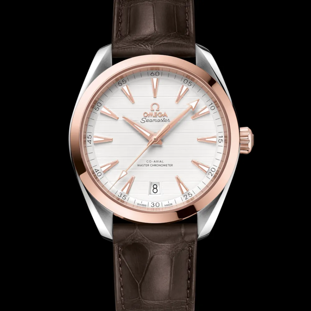 41 mm, Sedna™ gold on leather strap^OMEGA Clearance