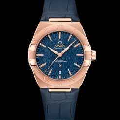 39 mm, Sedna™ gold on leather strap^OMEGA Fashion