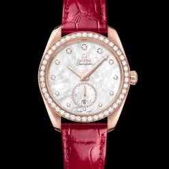 38 mm, Sedna™ gold on leather strap^OMEGA Discount